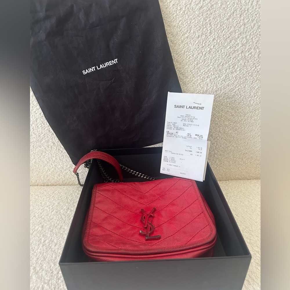 Red Saint Laurent Niki Crossbody or Shoulder Bag